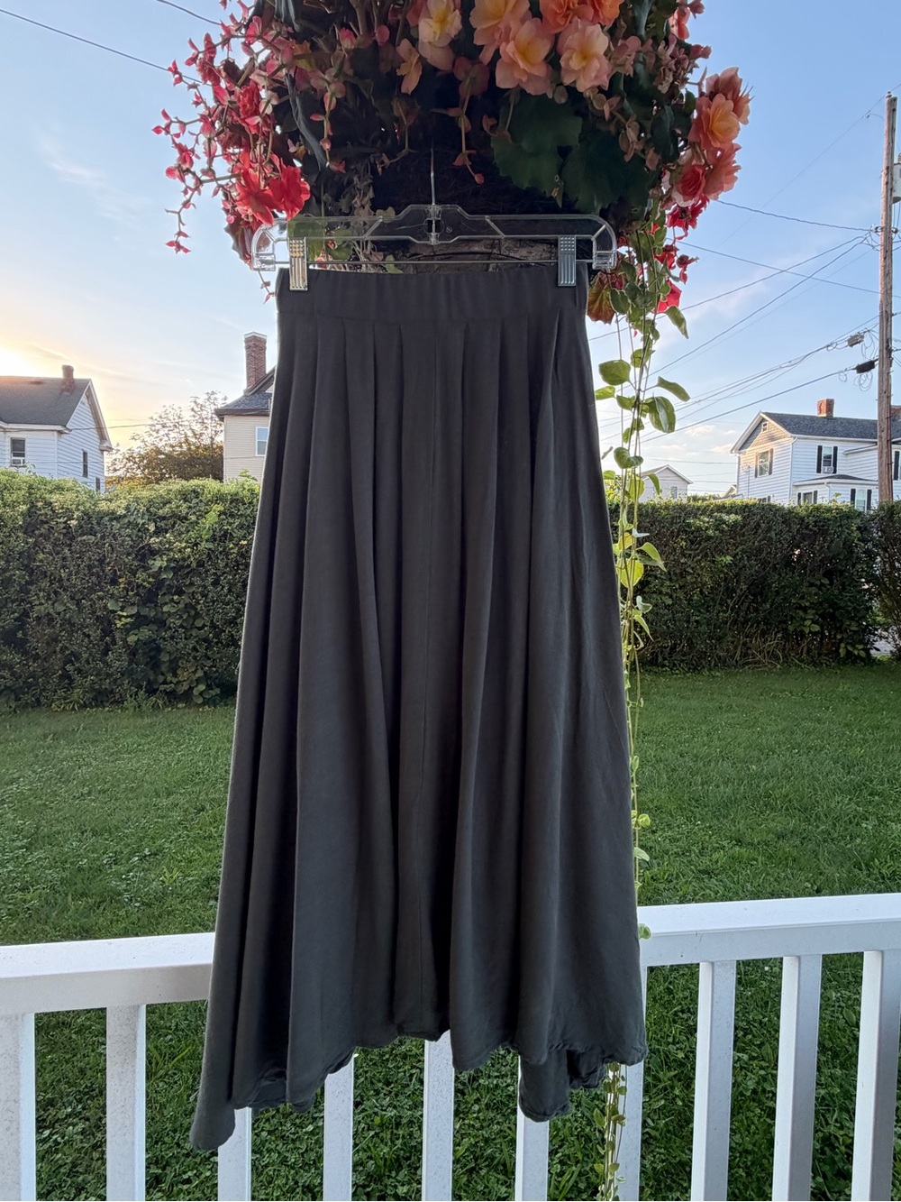 Altar'd State Olive Green Pleated Midi Skirt